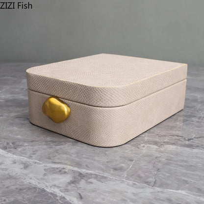 DecorBites™ Leather Jewelry Box: Stylish Dresser Table Decor & Storage Jar