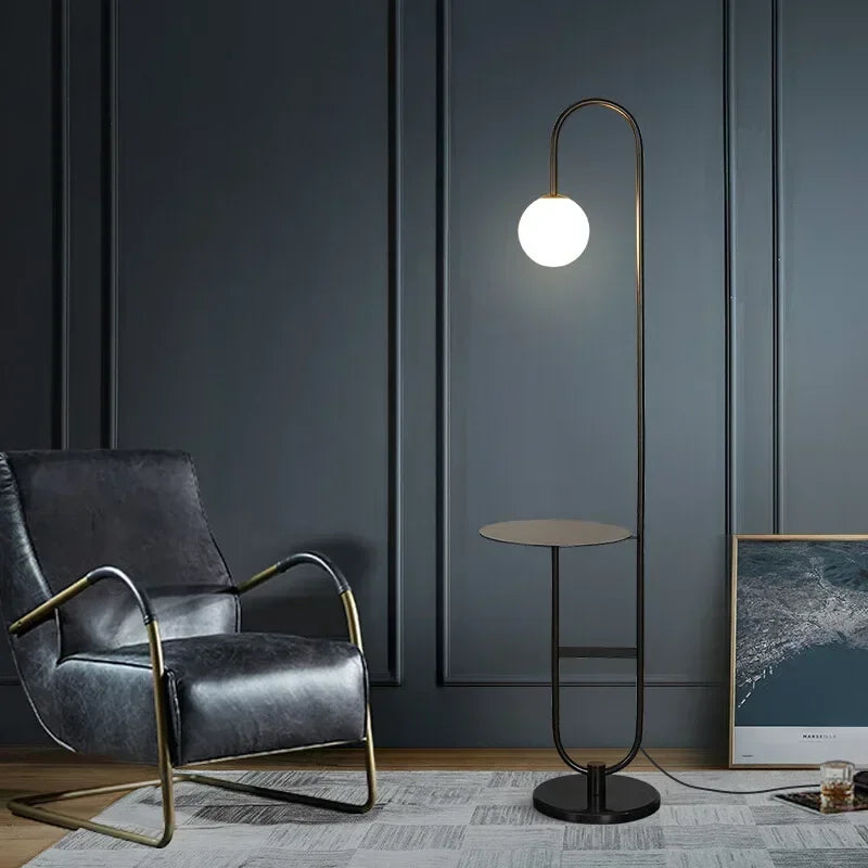DecorBites™ Glass Side Table LED Floor Lamp for Nordic Living Room Art Decor