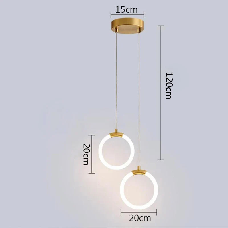 DecorBites™ Gold Ring Pendant Lights Warm White LED U Shape Hanging Lamp