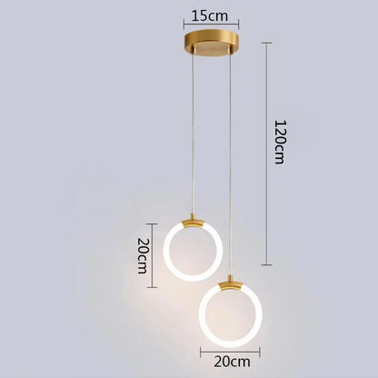 DecorBites™ Gold Ring Pendant Lights Warm White LED U Shape Hanging Lamp