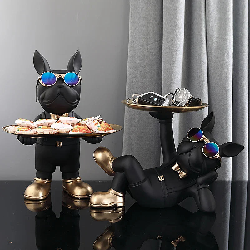 DecorBites™ French Bulldog Sculpture: Abstract Figurine & Key Holder Ornament