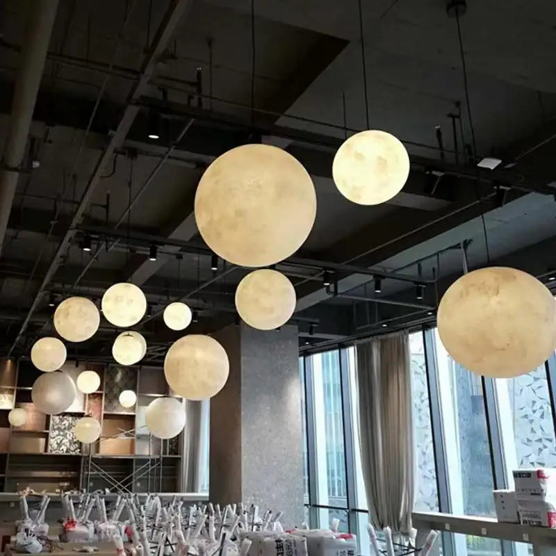 DecorBites™ Cream Moon LED Pendant Chandelier: Modern Living Room Kitchen Bedroom Lighting