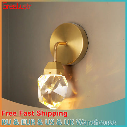 DecorBites™ Crystal LED Wall Sconce Fixture - Modern Luxury Copper Ceiling Light for Home Decor