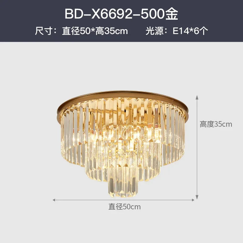 DecorBites™ Crystal Gold Black LED Chandelier: Modern Multi-Storey Pendant Lamp Lighting