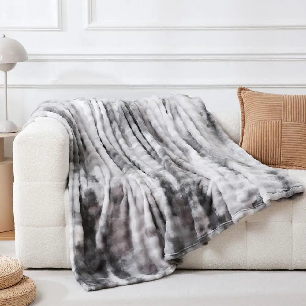 DecorBites™ Fuzzy Faux Fur Blanket - Soft & Cozy Reversible Throw for Sofa & Bed