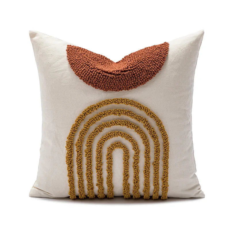 Tufted Embroidered Cotton Cushion