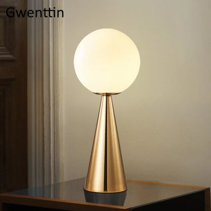 DecorBites™ Gold Glass Ball Table Lamp LED Desk Lighting Modern Home Decor for Bedroom Living Room