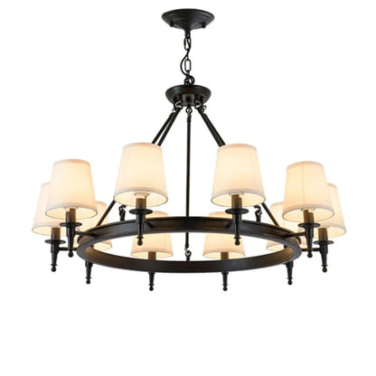 DecorBites™ Country Retro Chandelier Fabric Lampshade Ceiling Pendant Light for Home Indoor Decor