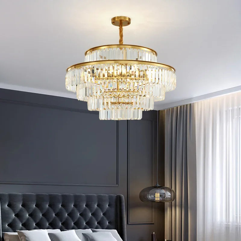 Golden Crystal Pendant Chandelier