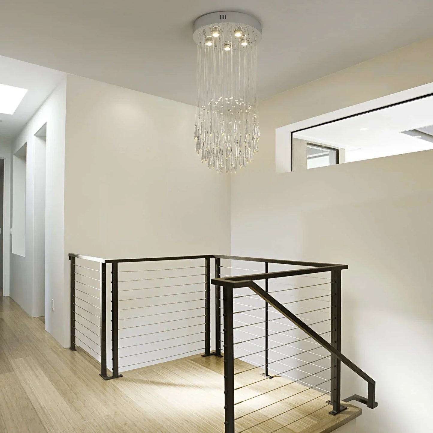 DecorBites™ Crystal Ring Pendant Chandelier: Modern Ceiling Light for Living & Dining Room