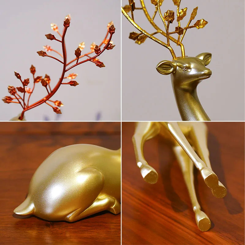 Gold Deer Feng Shui Figurines