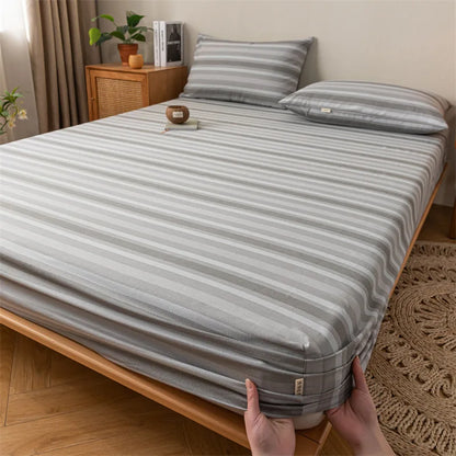 DecorBites™ Coarse Cloth Prue Cotton Queen Fitted Sheet Set with Pillowcases