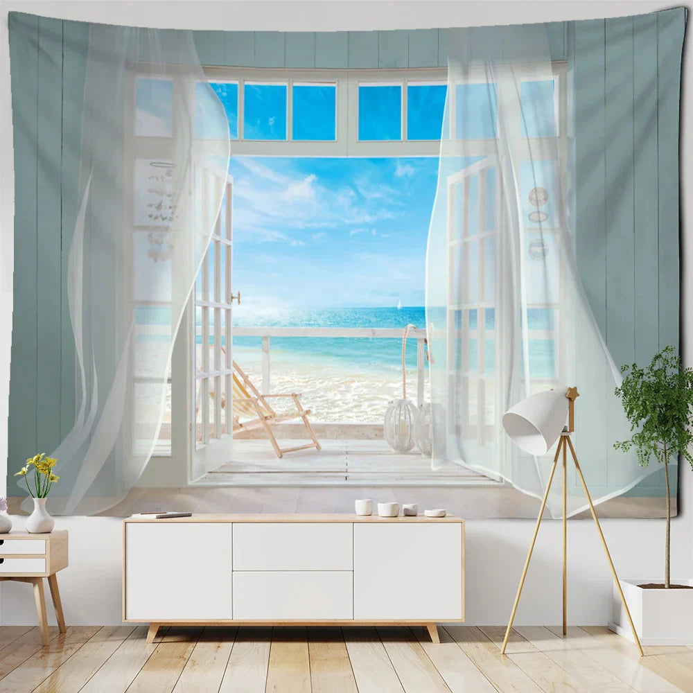 DecorBites™ Coastal Cave Tapestry Wall Hanging - Boho Seaside Landscape Room Decor