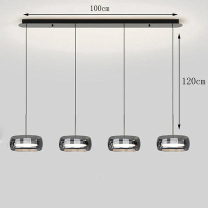 Modern Glass Ring Pendant Light in Iron