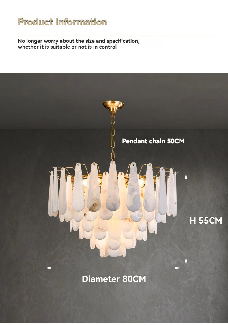 French Marble Pendant Light Modern Copper E14 LED Water Droplet Chandelier for Living Room Dining Room Bedroom Home Decor Lights
