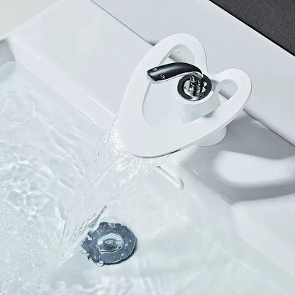 DecorBites™ Golden/White Basin Faucet: Black Brass Waterfall Sink Mixer Tap, Hot & Cold.