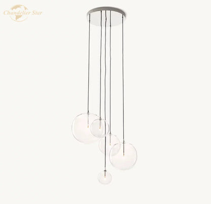 DecorBites™ Clear Glass Globe Cluster Chandeliers Pendant Lights for Living Room and Staircase