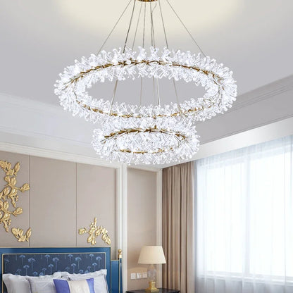 DecorBites™ Crystal LED Chandelier for Home Decor – Modern Hanging Lamp