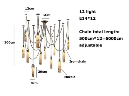 DecorBites™ Gold Chrome LED Chandelier for Dining Room - 2025 Marble Design