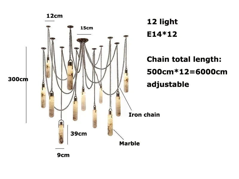 Gold Chrome Marble Chandelier