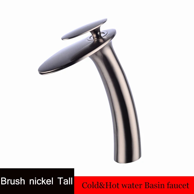 Waterfall Basin Faucet Black Bathroom