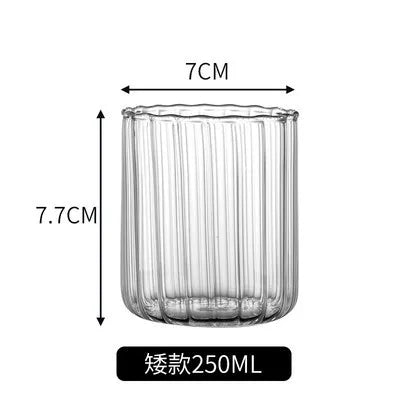 DecorBites™ Glass Ripple Cup - Heat Resistant Nordic Design for Water, Juice, Milk, Whiskey