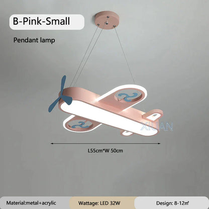 DecorBites™ Kids Airplane Pendant Lights Wood Metal Sconces Nursery School LED