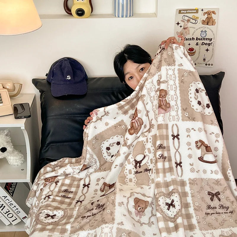 DecorBites™ Double-Sided Thin Velvet Printed Blanket for Adults - Spring Autumn Bedding & Sofa Decor