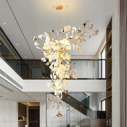 DecorBites™ Gingko Leaf Ceramic Chandelier: Modern Nordic Living Room & Hotel Lobby Lighting