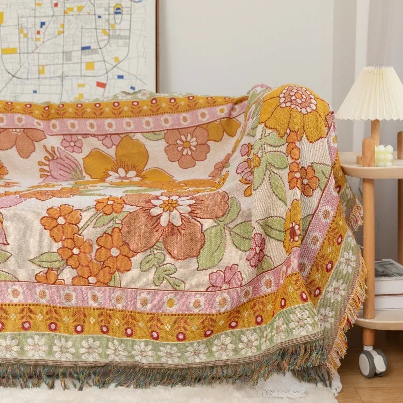 Tapestry Knit Sofa Blanket