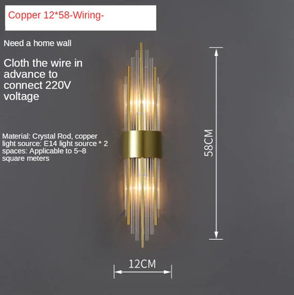 DecorBites™ Crystal Copper Wall Lights: Postmodern Luxe Bedroom & Living Room Lighting