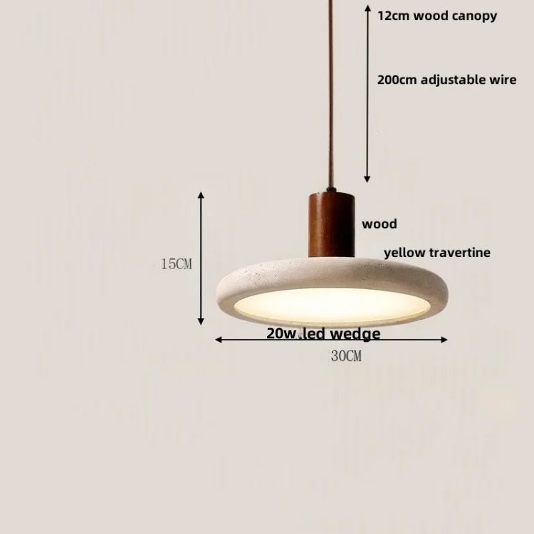 DecorBites™ Adjustable LED Pendant Light - Nordic Modern Yellow Travertine Marble Wood Fixture