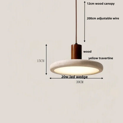 DecorBites™ Adjustable LED Pendant Light - Nordic Modern Yellow Travertine Marble Wood Fixture