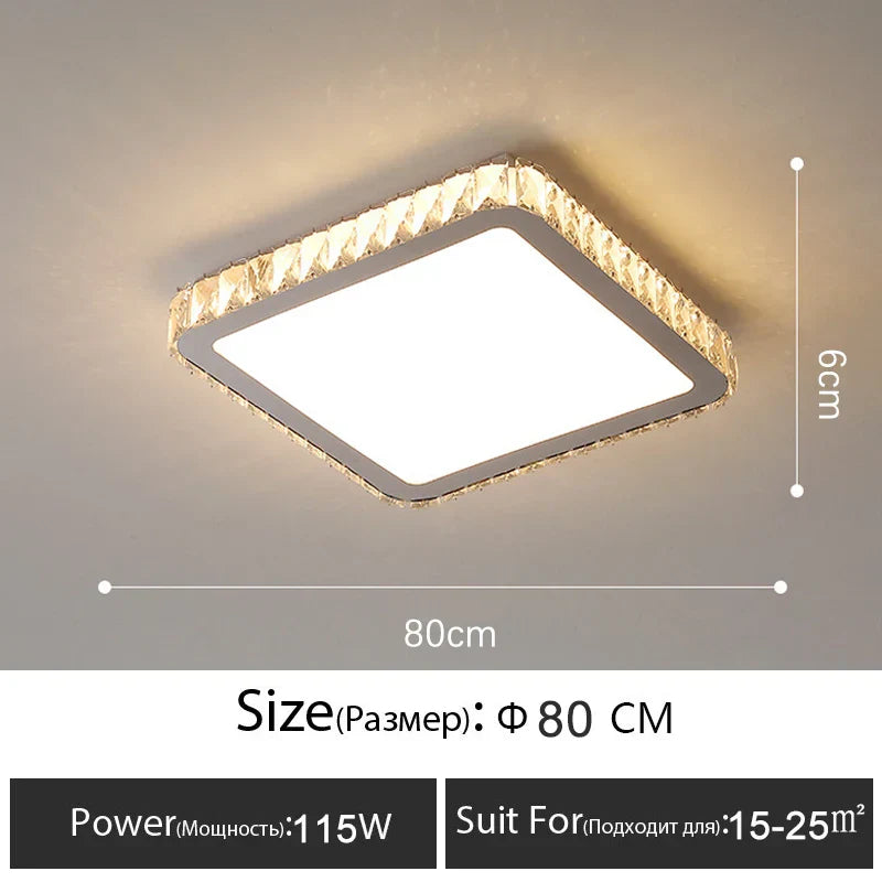 DecorBites™ Crystal LED Ceiling Lamp: Luxury Golden Glossy Lighting Fixture for Living Room