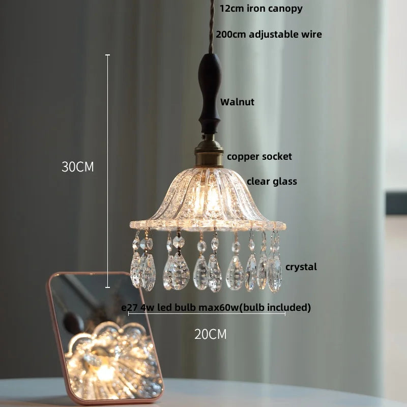 DecorBites™ Crystal Glass LED Pendant Lamp: Modern Luxury Interior Lighting for Home Decor