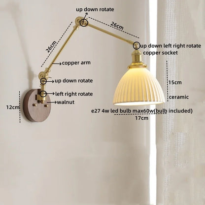 DecorBites™ LED Wall Lamps Pull Chain Switch Modern Stair Light Fixtures, Ceramic Copper
