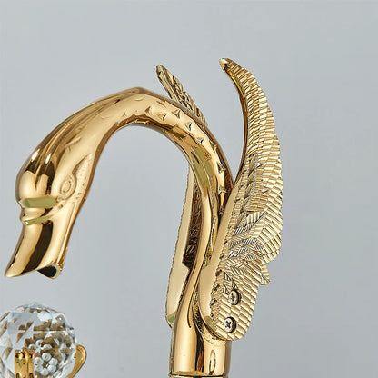 DecorBites™ Gold Swan Crystal Handle Bathroom Faucet - Deck Mounted Basin Mixer Tap