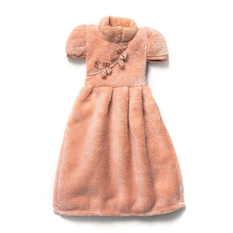 DecorBites™ Coral Fleece Cheongsam Hand Towel: Soft, Absorbent, Quick-Drying For Household & Wall Mount