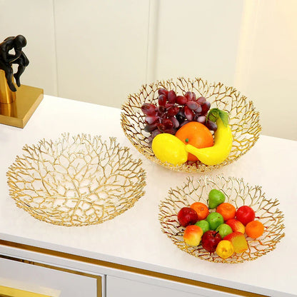 DecorBites™ Coral Shapes Metal Tray: Stylish Home Decor Organization Container