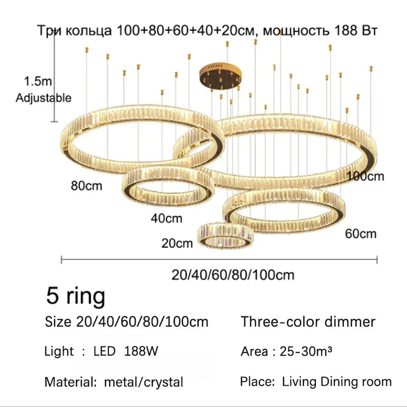 Gold Crystal Halo Chandelier