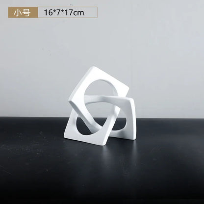 DecorBites™ Geometric Cross Square Ring Sculpture White - Home Decor Ornament
