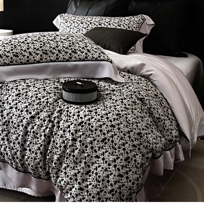 DecorBites™ Flowers Plant Print Bedding Set: Luxe Lyocell Cotton Soft Silky Cool Duvet Cover Set