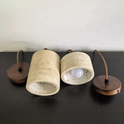 Modern Travertine Stone Pendant Light In Beige