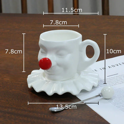 DecorBites™ Joker Head Cup & Saucer Porcelain Coffee Mug Set - Clown Character Tea Teacup