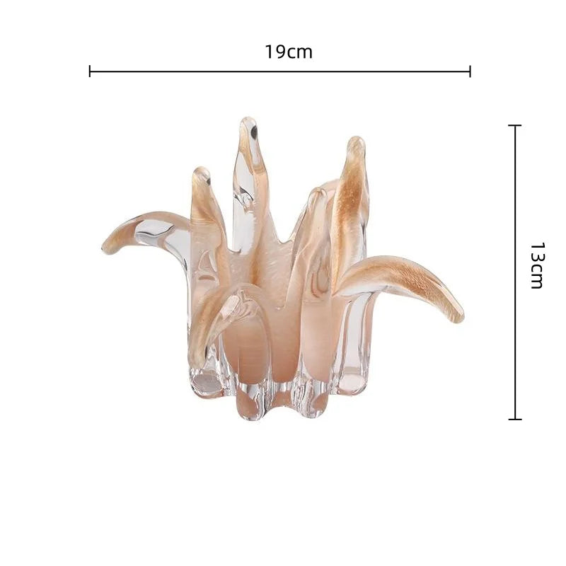 DecorBites™ Glass Petal Candle Holder for Home Decoration and Storage