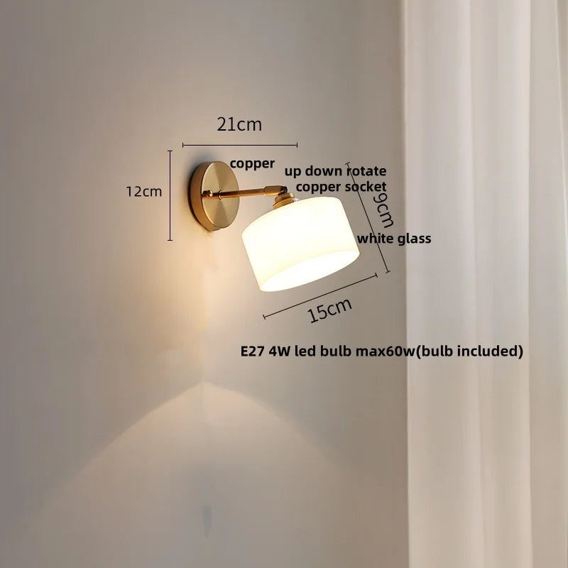 DecorBites™ Japanese Style LED Wall Sconce Glass Rotate Pull Chain Switch Stair Light