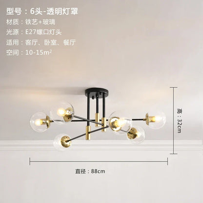 DecorBites™ Glass Ball LED Chandelier Ceiling Light for Living Room and Kitchen