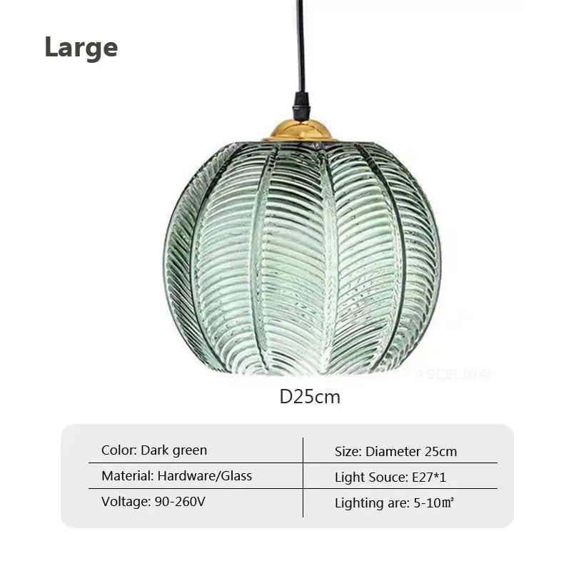 DecorBites™ Glass Pendant Light Green Leaf Pattern