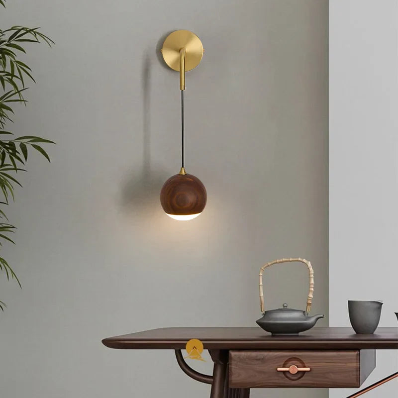 DecorBites™ Adjustable Walnut Wood LED Wall Sconce | Nordic Bedroom Lamparas with Acrylic | Simple Aisle Décor