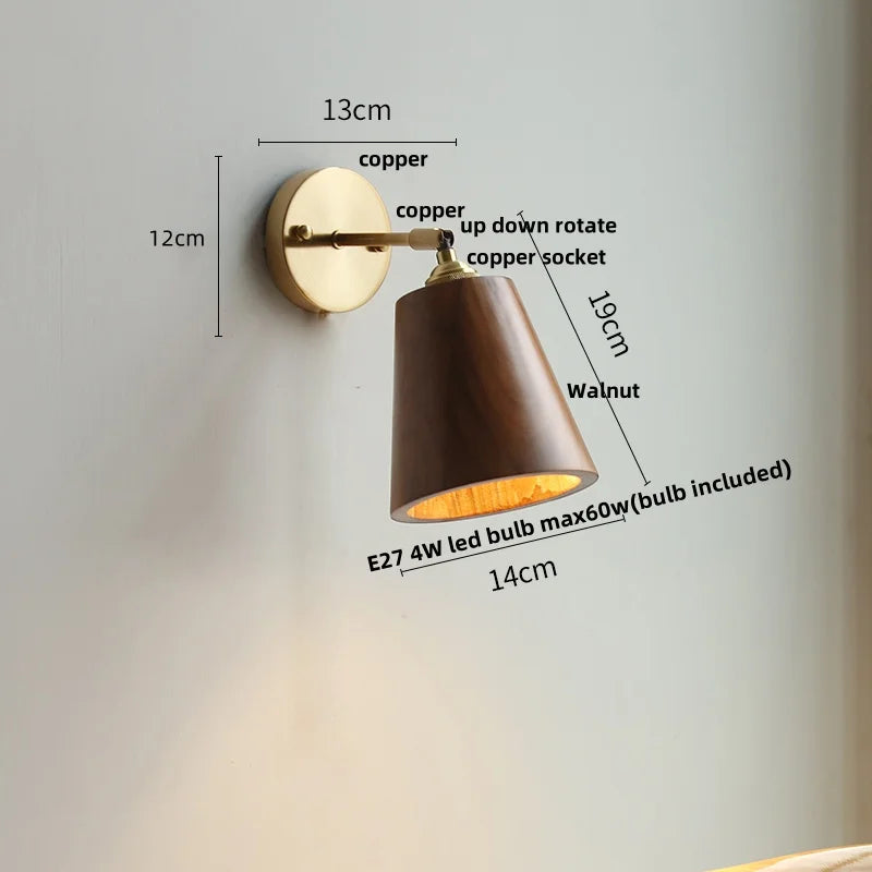 DecorBites™ LED Wall Lamp Walnut Wood Stair Light Fixture